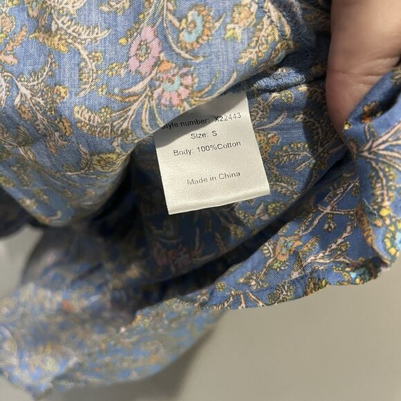 XIRENA Lori Floral Lightweight Smocked Mini Dress Women’s Small Blue Tiered - Picture 6 of 9